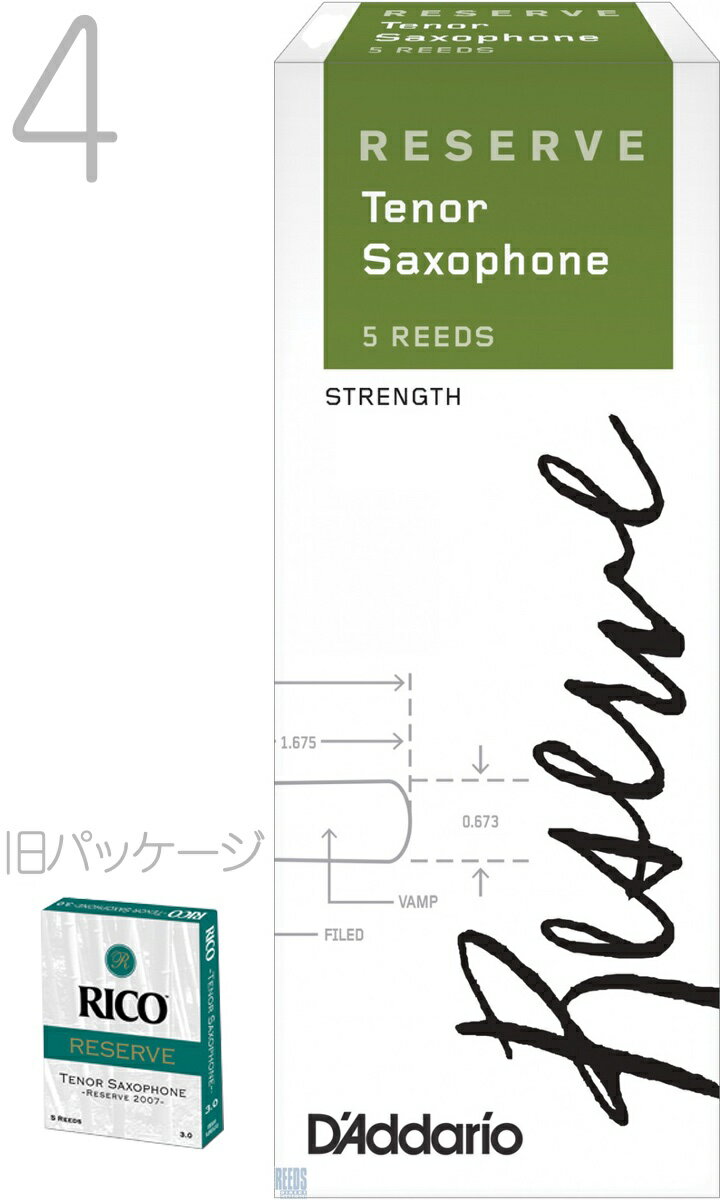 【メール便出荷品】　D'Addario Woodwinds ( ダダリオ ウッドウィンズ ) DKR0540 レゼルヴ テナーサックス 4番 リード 1箱 5枚 セットレゼルブ LDADRETS4 RESERVE Tenor saxophone reeds 4.0　【北海道不可/沖縄不可/離島不可/同梱不可/代引き不可】