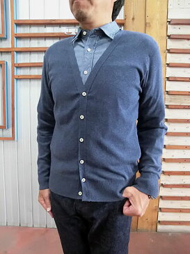 gicipi CARDIGAN コットンカーディガン　Blue Melange Nero　ブルーメランジェ　ブラック　イタリア製