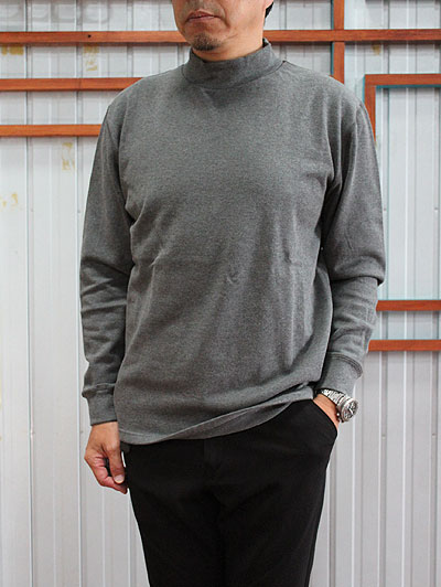 LOCALINA MERIYASU ロカリナメリヤス【SALE】　Mockneck Tee モックネックカットソー　チャコールグレー