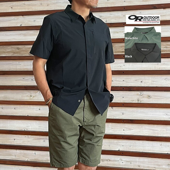 OUTDOOR RESEARCH アウトドアリサーチ メンズ アストロマン エアー ショートスリーブ サンシャツ Astroman Air Short Sleeve Sun Shirt 吸汗速乾機能 Black Malachite #322823