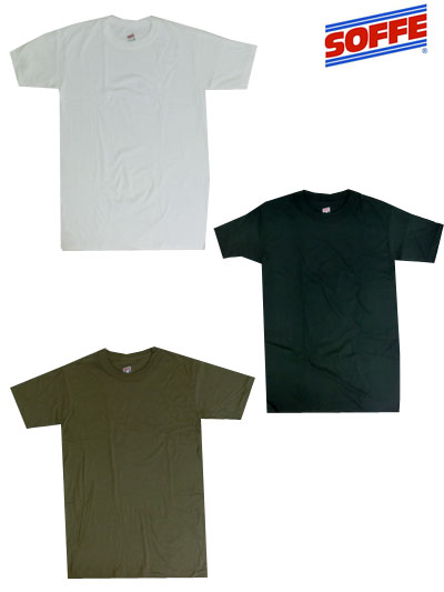 SOFFE ソフィー 682M 米軍使用 100%コットン 同色3PACK Tシャツ MADE IN USA White Black Tan