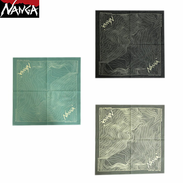 NANGA ナンガ PARBAT CONTOUR MAP BANDANNA パルバット コントアーマップ バンダナ Black Grey Lime　日本製