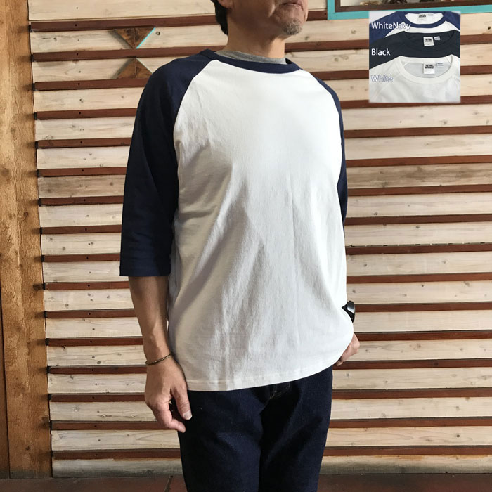 KAVU カブカブー ソリッドベースボールTシャツ　七分丈Tシャツ　　Black White White×Navy