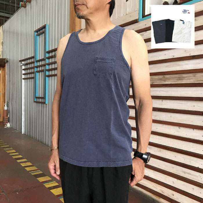 Good On グッドオン タンクトップ GOST1104 POCKET TANK TOP ポケットタンクトップ White Black P-Navy