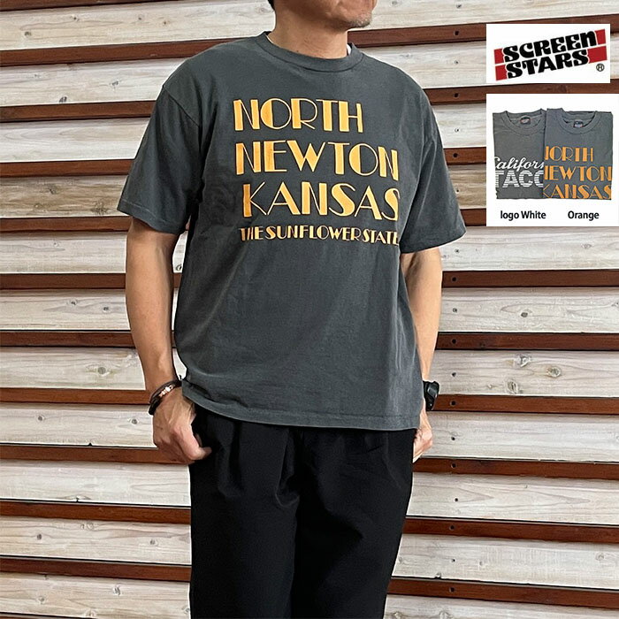 樂天商城 - SCREEN STARS スクリーンスターズ ピグメントブラックカレッジTシャツ　Pigment Print Tee ピグメント加工 Orange White 2622-SSBT-PGC