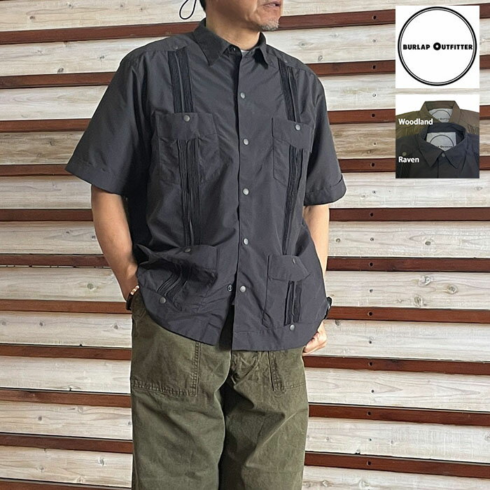 Work Shirt - BURLAP OUTFITTER バーラップアウトフィッター ショートスリーブ ガヤベラ シャツ S/S GUAYABERA SHIRT Raven Woodland BO040057