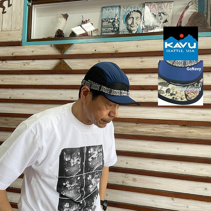 樂天商城 - KAVU カブートレイルランナー TrailRunner ポリエステル素材 スポーツキャップ アメリカ製 GoNavy Wonderland 19810331