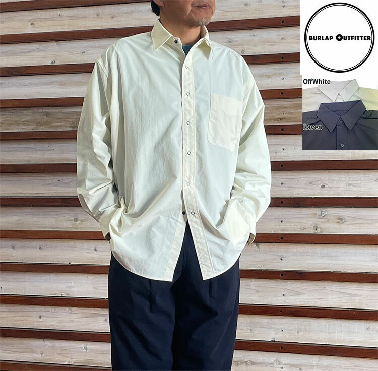 樂天商城 - BURLAP OUTFITTER バーラップアウトフィッター L/S B.B. SHIRT サプレックスナイロン ロングスリーブB.B.シャツ OffWhite　Raven BO030105