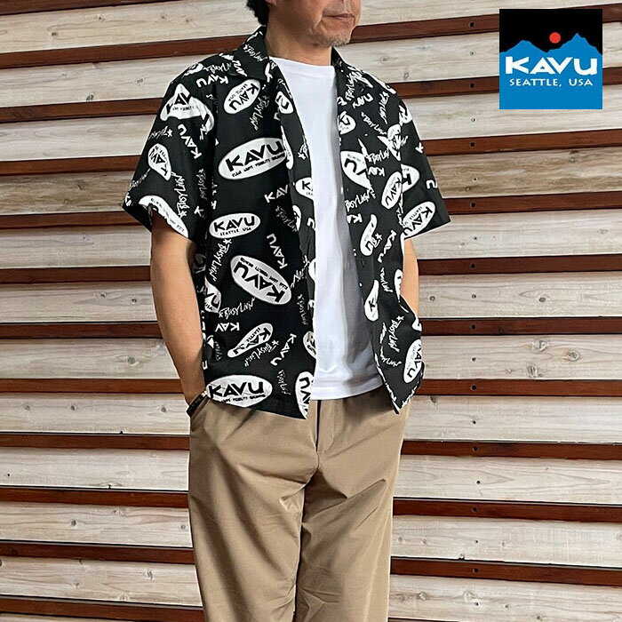 樂天商城 - KAVU カブー オールオーバーオープンカラーシャツ All Over OP Shirts 総柄 開襟シャツ 国内正規品 Black