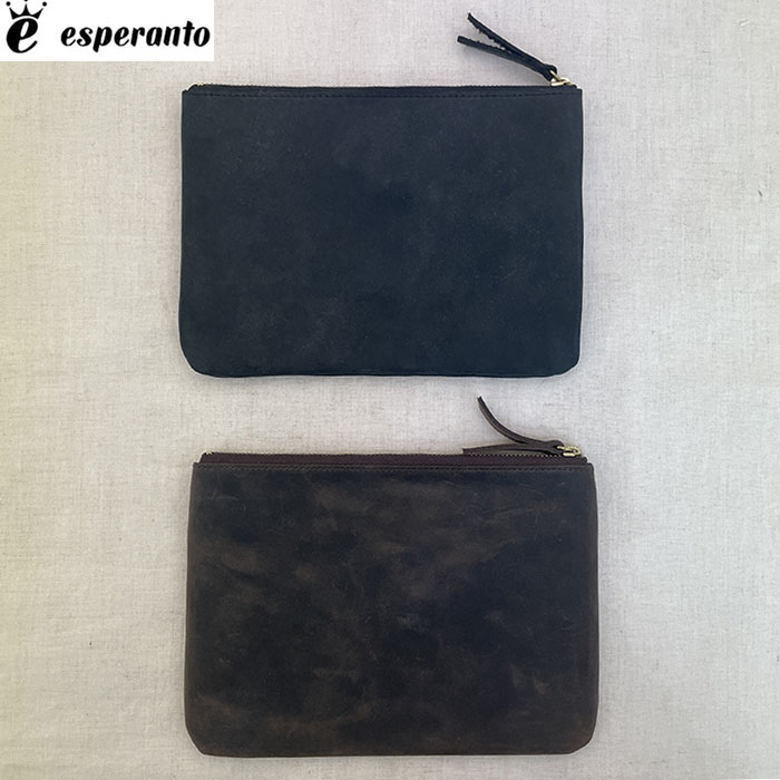 esperanto　エスペラント クレイジーカーフレザーポーチ　Black Brown ブラック　ブラウン ESP-6621
