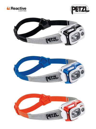 PETZL ペツル スイフトRL SWIFT RL リアクティブライティングテクノロジー　マルチビームヘッドライト900ルーメン ブラック　オレンジ　ブルー