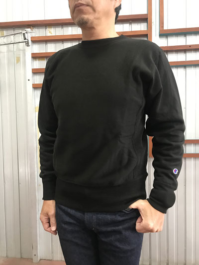 Champion 　チャンピオンC3-N090 ポリプロピレンLWD　REVERSE WEAVEリバースウィーブクルーネックスウェット　Black 　ブラック