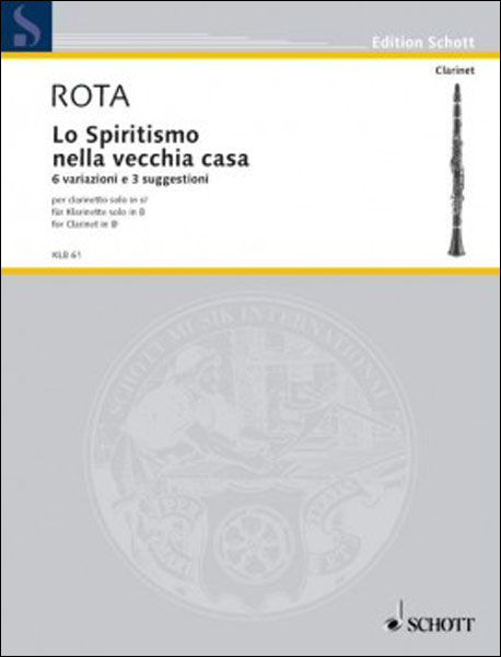 楽譜　ニーノ・ロータ／古家での心霊現象 (6つの変奏と3つの暗示)(クラリネット・ソロ (無伴奏)／輸入..