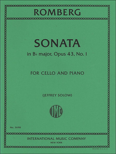 楽譜 ロンベルク/チェロ・ソナタ 変ロ長調 作品43 第1番(【2161617】/3698/チェロ&ピアノ/輸入楽譜(T))