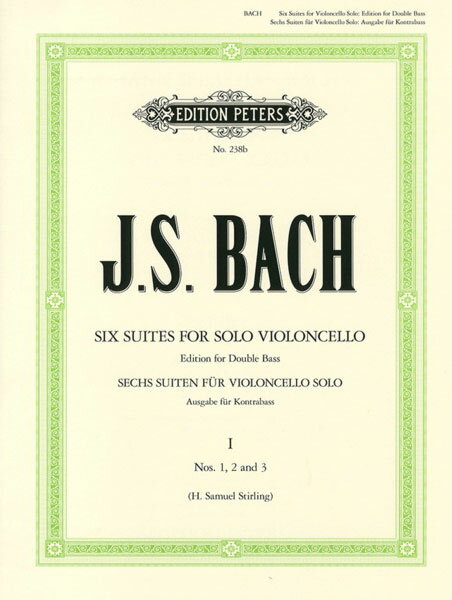 楽譜 バッハ J. S.／無伴奏チェロ組曲 第1巻／BWV 1007-1009 コントラバスのための編曲 GYS00073650／238B／コントラバス／輸入楽譜 Y 