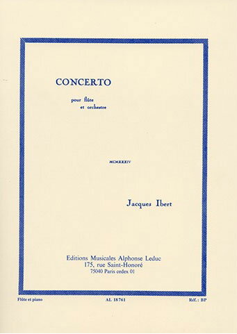 楽天楽譜ネッツ楽譜　イベール／フルート協奏曲（GYW00074893／AL18761／フルート／輸入楽譜（Y））