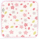 SKTC163-14 日々是和たおる・タオルチーフ/桜&うさぎ(【963】 サイズ:約縦230×横230mm/素材:綿100% ガーゼ&無撚糸/生産地:日本製(...