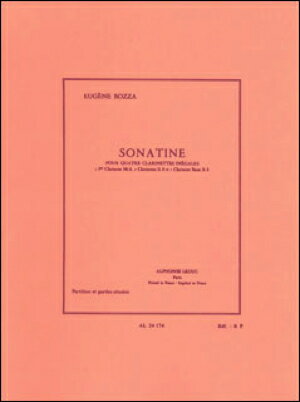 ジャンル：クラリネット出版社：Alphonse Leduc弊社に在庫がない場合の取り寄せ発送目安：8日-31日作曲者：Eugene Bozza／ウジェーヌ・ボザグレード：5編成：クラリネット四重奏演奏時間：7分50秒解説：《輸入楽譜》【編成】Ebクラリネット、2Bbクラリネット、バス・クラリネットこちらの商品は他店舗同時販売しているため在庫数は変動する場合がございます。10000円以上お買い上げで送料無料です。