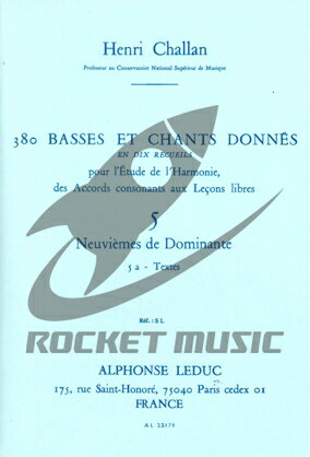  シャラン／380の和声課題集・バス課題とソプラノ課題・5A:問題※出版社都合により、納期にお時間をい...(380 Basses et chants donnes Volume 5 : Neuviemes de dominante - 5A Textes)《輸入楽譜》