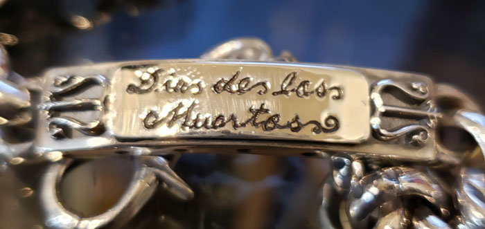 galcia SILVER CHAIN BRACELET MEXICAN SKULL CALAVERA DIA DE LOS MUERTOS MEXICA...