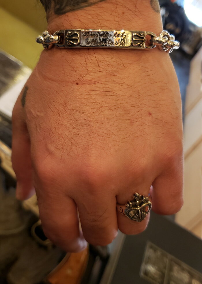 galcia SILVER CHAIN BRACELET MEXICAN SKULL CALAVERA DIA DE LOS MUERTOS MEXICA...