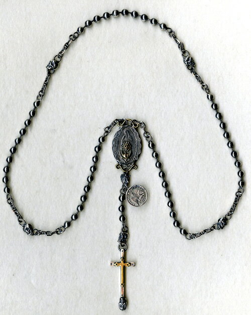 galcia/ガルシア ROSARY PENDANT " GUADALUPE MARIA & SKULL " SILVER 925 DEVIL SUN & MOON MEXICO シルバー ロザリオ クロス ペンダント メキシコ 太陽と月 マリア スカル デビル (ROS00SB)