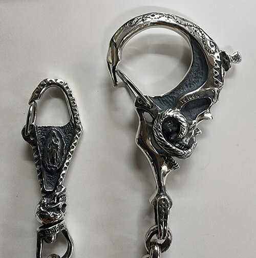 galcia WALLET CHAIN Gancho de calavera,Dos pistolas y maria SILVER925 GUN PISTOL MARIA AGAVE ガルシア シルバー ウォレットチェーン マリア ピストル アガベ (22WCS-MSK001SS)