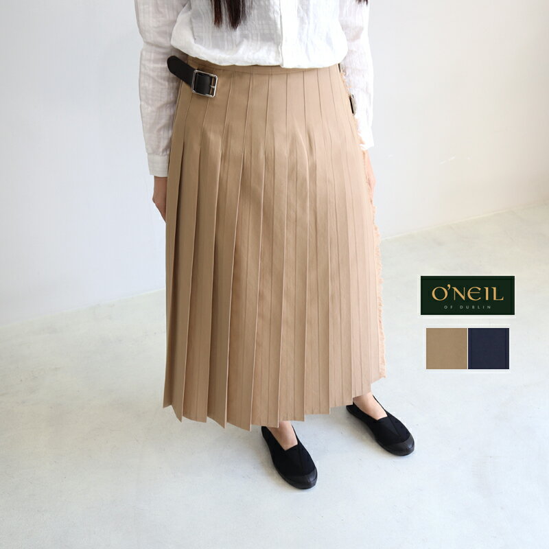 O NEIL OF DUBLIN オニールオブダブリン コットンローウエストプリーツラップスカート LOW WAIST PLEATS WRAP SKIRT WITH PIN NOD2411CP レディース ロングスカート 巻きスカート コットン 綿 …