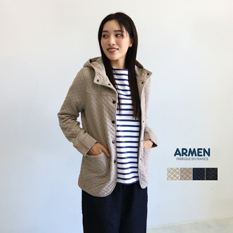 アーメン ARMEN アーメン キルティングジャケット レディース コットンキルトフード付きジャケット cotton quilt hooded jacket NAM0555 綿キルト アウター オールシーズン