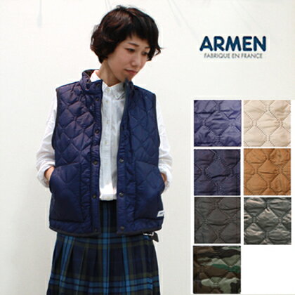 ARMEN【アーメン】ナイロンフリースリバーシブルスタンドカラーキルティングベスト REVERSIBLE STAND COLLAR QUILTING VEST 