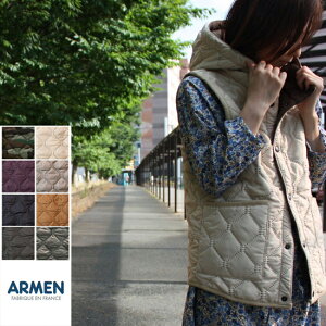 ARMEN アーメン ナイロン フリース リバーシブルフード付きキルティングベスト REVERSIBLE HOODED QUILTING VEST NAM0971 NAM1751 HEAT QUILT