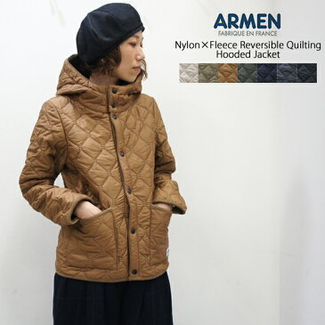 ARMEN【アーメン】ナイロン/フリース リバーシブルフード付きキルティングジャケット NAM0562 NAM1752 レディース フード リバーシブル