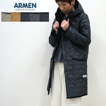 ARMEN【アーメン】ナイロン/フリースリバーシブルフード付きキルティングコート REVERSIBLE HOODED QUILTING COAT NAM0681 NAM1753 レディースHEAT QUILT(ヒートキルト)