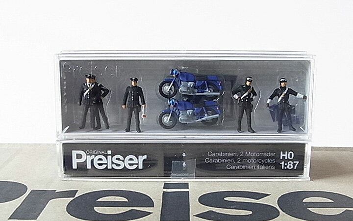 Preiser/プライザー 10175 HO 1/87 カラビニエリ(イタリアの国家憲兵)と2台のオートバイ