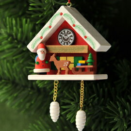 【xmas限定販売】《クリスマスオーナメント》 クリスティアン ウルブリヒト Christian Ulbricht 家時計 赤 サンタとシカ
