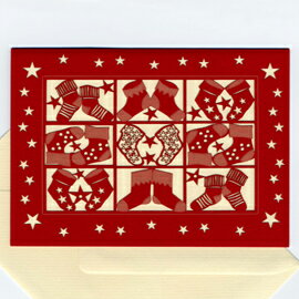 【xmas限定販売】 切抜きカード くつ下 赤