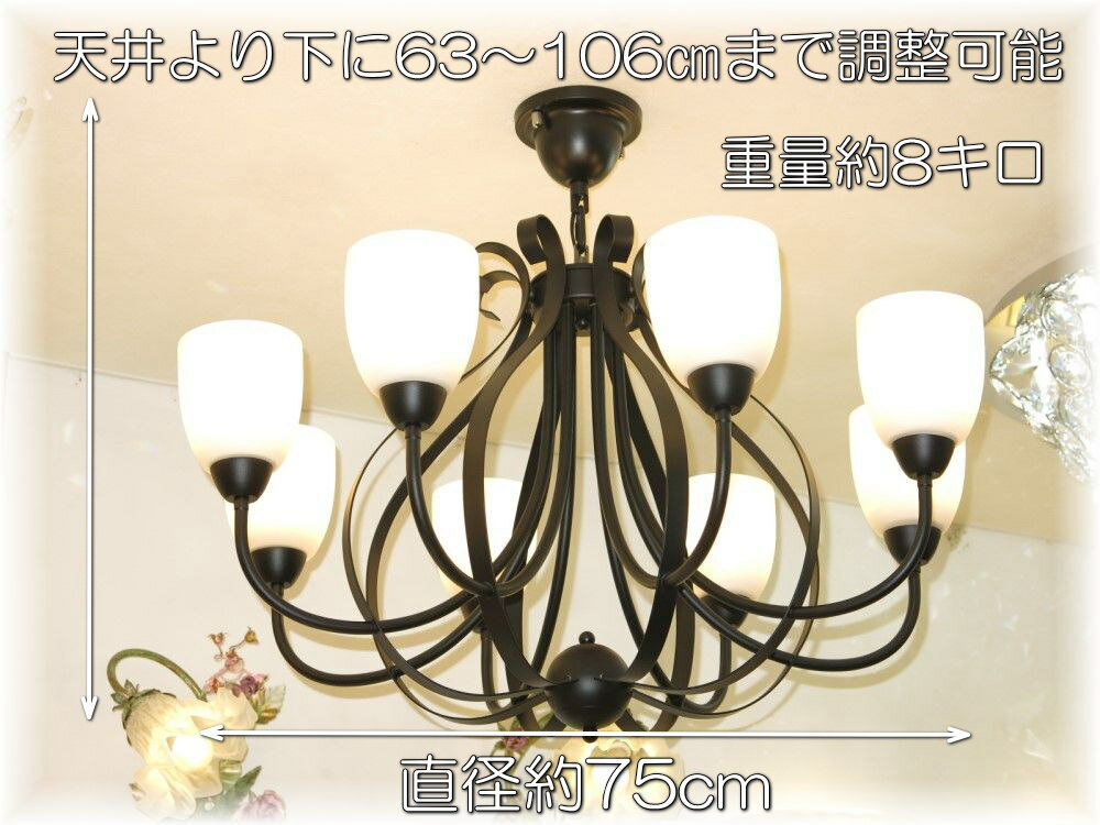 シャンデリア 照明 照明器具 LED 天井照明 シーリング 豪華【送料無料！】豪華シャンデリア新品 ゴージャス ブラックアイアン超豪華 8灯 シャンデリアシャンデリア 照明 照明器具LED 天井照明 ペンダント ライト 豪華家電 おしゃれ アンティーク