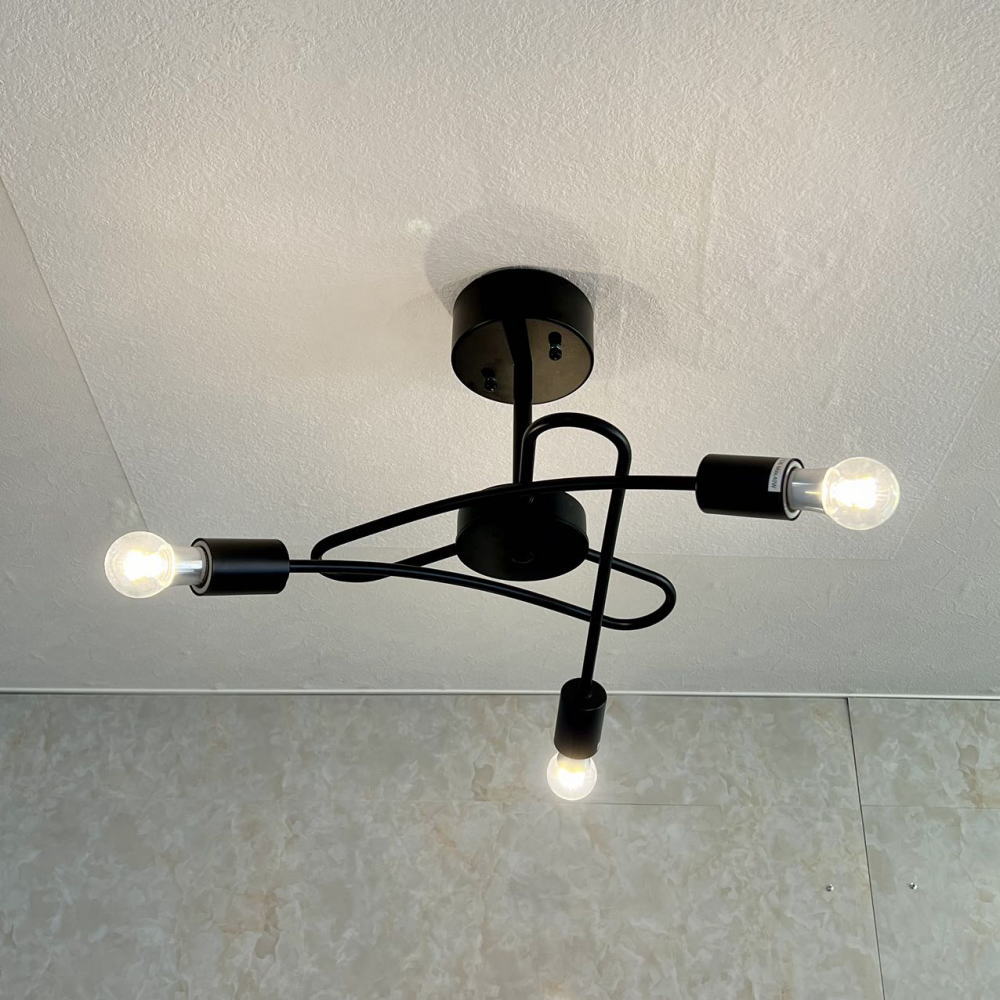 【期間限定pt3倍】引掛けシーリング対応 LED 3灯 シンプル ブラック アイアンタイプ 直径53cm【LED付き!】PSE認定 送料無料 led 安い 北欧 アンティーク リビング ダイニング 3畳 4畳 和室 洋室 玄関 階段 天井照明 [2]
