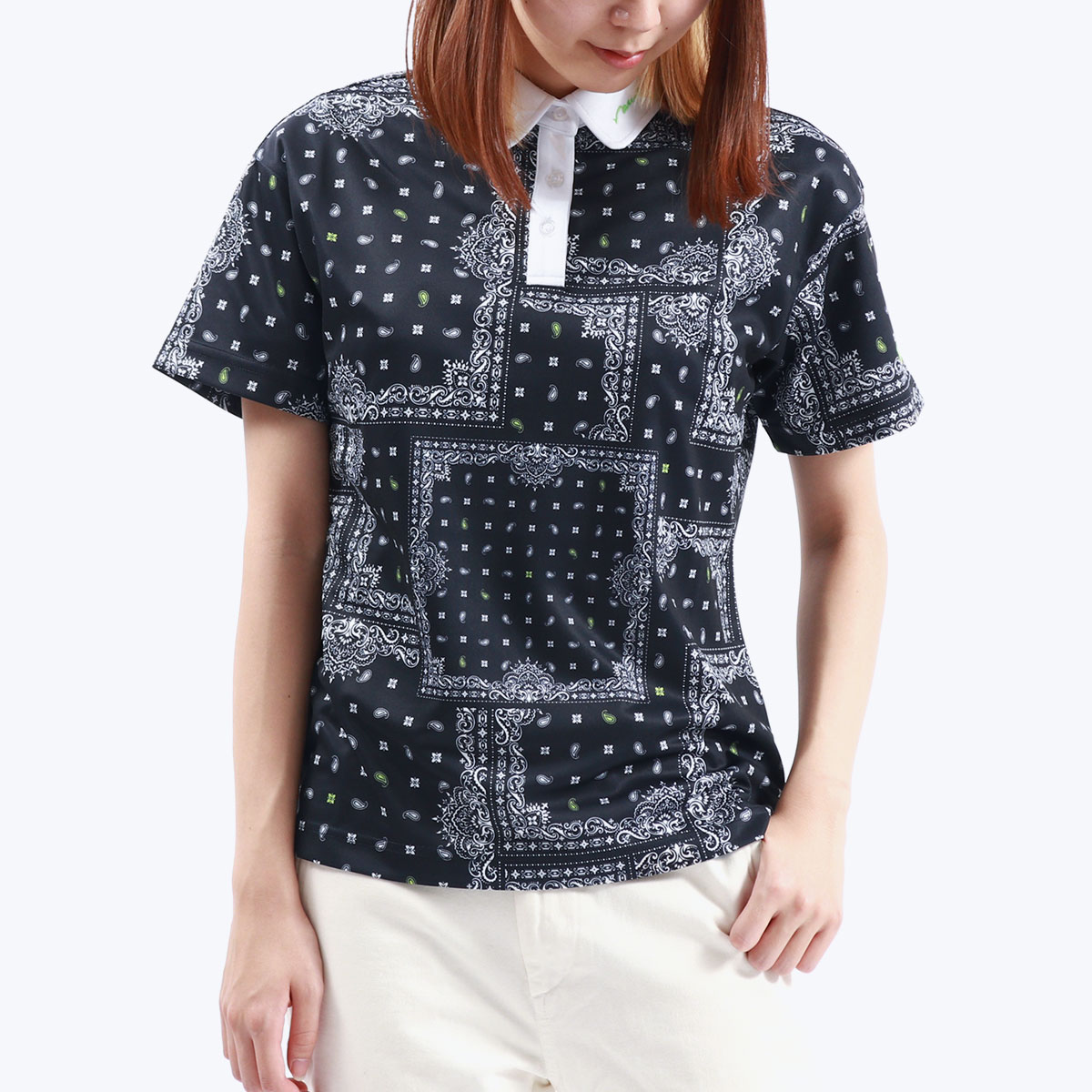 【最大41倍 11/15限定】【正規取扱店】 NEW ERA ゴルフウェア レディース ニューエラ ゴルフ ウェア ブランド トップス 春夏 バンダナ柄 おしゃれ 吸汗速乾 抗菌 紫外線カット 春 夏 秋 WOMENS 半袖 鹿の子 ポロシャツ Bandana バンダナ All Over