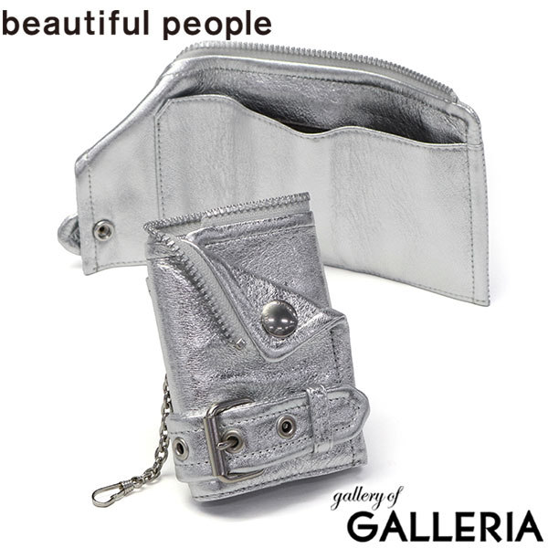 【最大49倍 5/10限定】 ビューティフルピープル 財布 メンズ レディース コンパクト beautiful people ライダース 三つ折り財布 本革 革 レザー 羊革 ブランド 小さい 小さめ カジュアル モード 日本製 riders petit wallet silver 511975