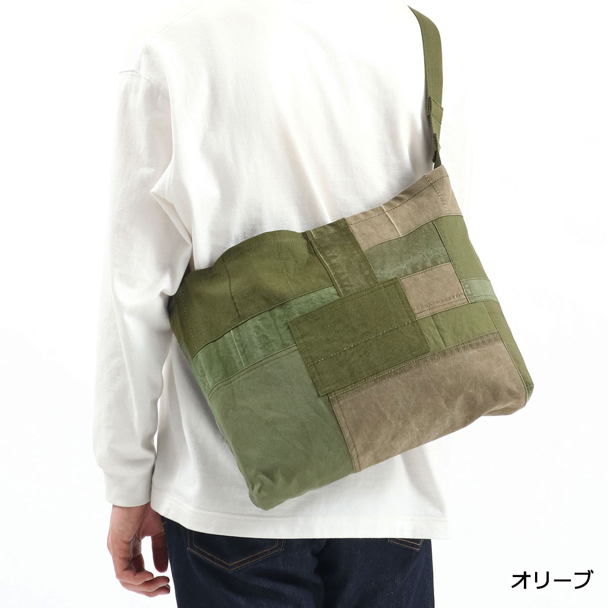 【エントリー&楽天カード最大18倍】 ホーボー ショルダーバッグ hobo DELIVERY BAG UPCYCLED US ARMY CLOTH 斜めがけバッグ 布 コットン A4 7L 軽量 ミリタリー 日本製 メンズ レディース HB-BG3409