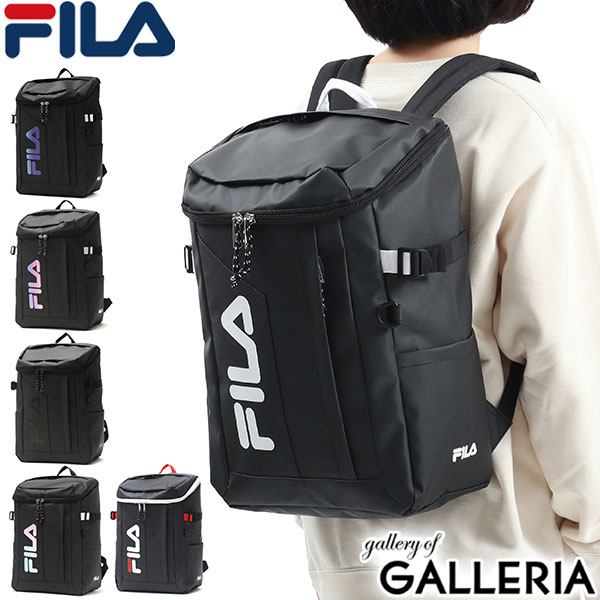 【最大49倍 8/20限定】 ノベルティ付 フィラ リュック レディース メンズ 通学 FILA リュックサック スクエアリュック 軽量 おしゃれ 撥水 ボックス型 カジュアル 黒 24L B4 A4 PC収納 15inch 部活 スポーツ 女子 男子 中学生 高校生 サイン 7761のサムネイル