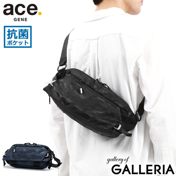 ACEGENE 【正規品5年保証】 エースジーン ボディバッグ ace.GENE クロスリングCJ CROSSLING スリングバッグ 斜めがけ バッグ 横型 ジャガード PVC加工 カモフラ 迷彩 撥水 A5 Sサイズ マチ拡張 タブレット収納 限定モデル メンズ 68071