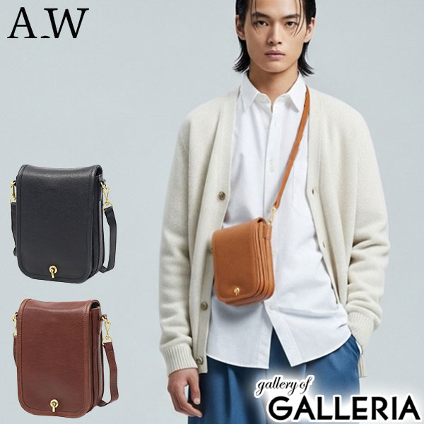 【4日間限定 最大52倍】 ノベルティ付 アウ ショルダーバッグ メンズ レディース A_W 斜めがけ 小さめ 革 本革 牛革 レザー ブランド 大人 軽量 メールバッグ シンプル かっこいい おしゃれ ミニ コンパクト ショルダー ホック HOK SHOULDER S AB-007(4)