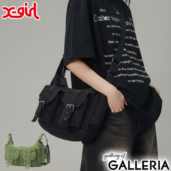 【最大58倍 4/5限定】 ノベルティ付 エックスガール ショルダーバッグ レディース かわいい 斜めがけバッグ おしゃれ 大きめ X-girl ショルダー バッグ 斜め掛けバッグ 軽い 軽量 ブランド 女の子 高校生 MULTI POCKET SHOULDER BAG 105253053009