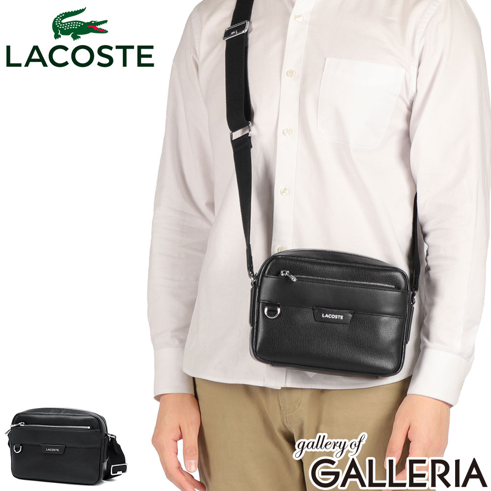 C, D, T, R, W - ラコステ ショルダーバッグ メンズ レディース 斜めがけバッグ 小さめ ブランド LACOSTE 本革 牛革 ロゴ 軽量 コンパクト 横型 おしゃれ シンプル 肩掛け ファスナー オシアン レザーレポーターバッグ NH5048OI