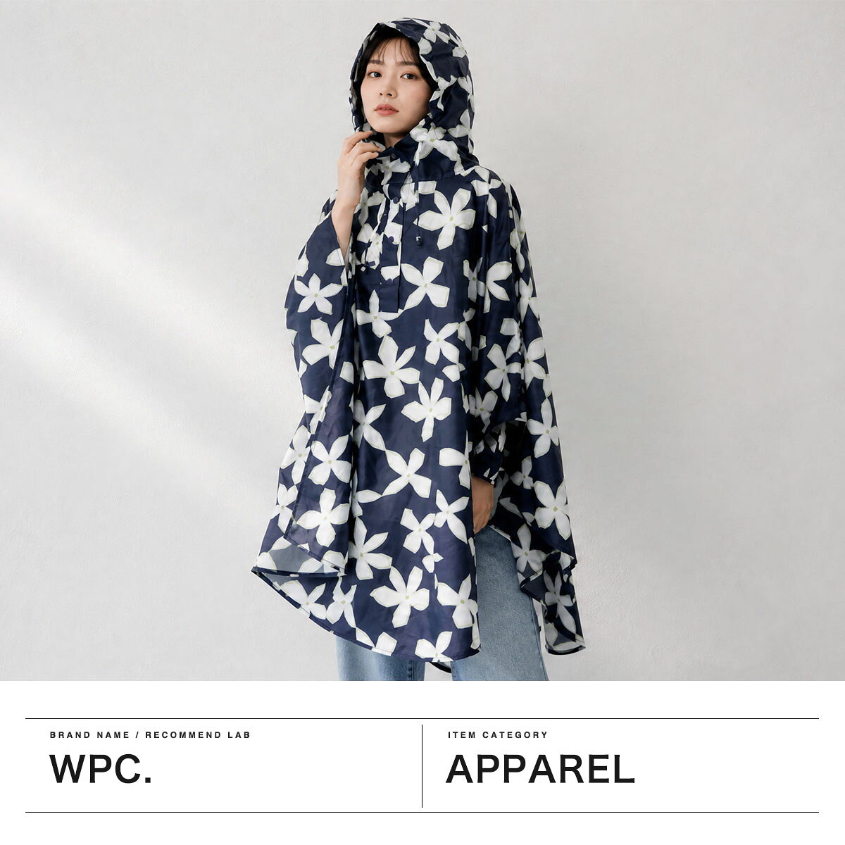 【最大46倍 6/30限定】 Wpc. レインウェア レインポンチョ レディース ダブリュピーシー レインコート フード付き フード 撥水 防水 花柄 ポンチョ カッパ 雨具 収納袋付き かわいい 女性 フェス レジャー パッカブル W byWpc. R003