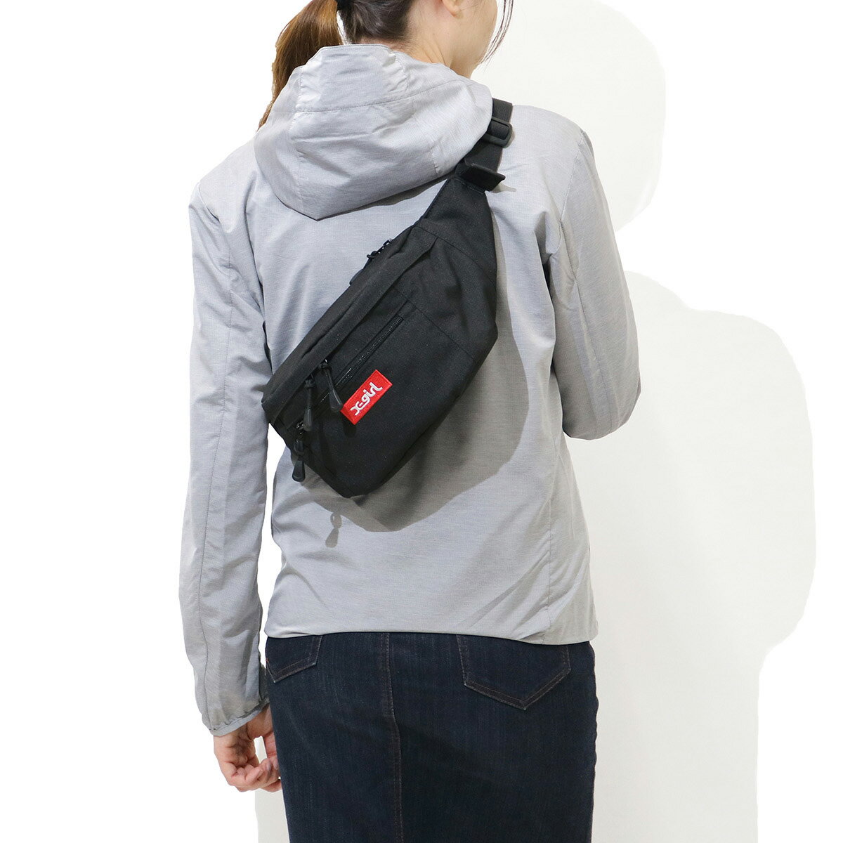 エックスガール ヒップバッグ X-girl ウエストバッグ BOX LOGO HIP BAG ボディバッグ ウエストポーチ ロゴ レディース 斜めがけ コンパクト 05175059【ラッキーシール対応】