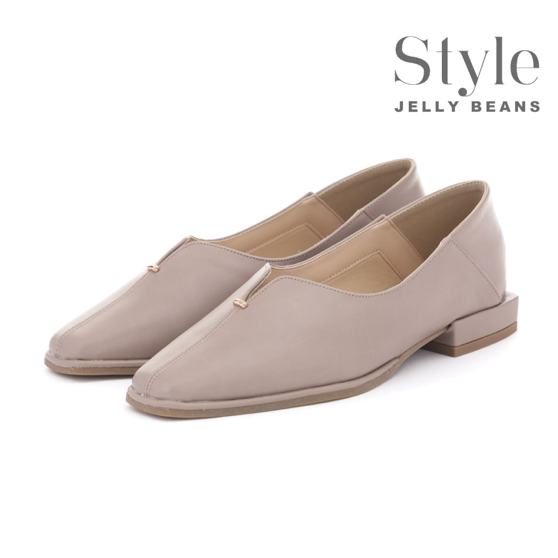 Rakuten - 【28%OFF】 style JELLY BEANS スタイル ジェリービーンズ レディース パンプス SJB-0023 スクエアバブーシュ フラットシューズ 通勤 仕事 ローヒール 1.5cmヒール
