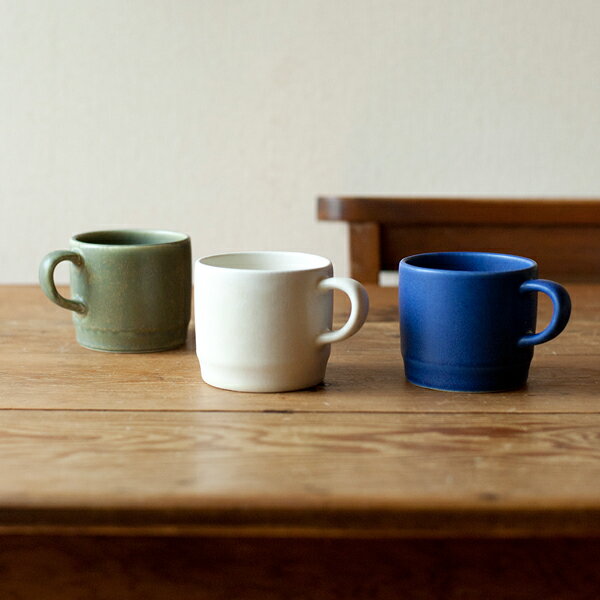 4th-market ソルベ マグカップ 日本製 土物 貫入釉 おしゃれ 北欧風 カフェ風 白 緑 青 マット かわい..